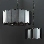 Tedrow 8 light drum chandelier by TheChandelierCo featuring a modern drum-shaped light fixture with metal and fabric elements.