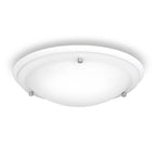 White Altieri glass flush mount chandelier by TheChandelierCo, featuring a sleek, modern design with clear glass and metal accents.