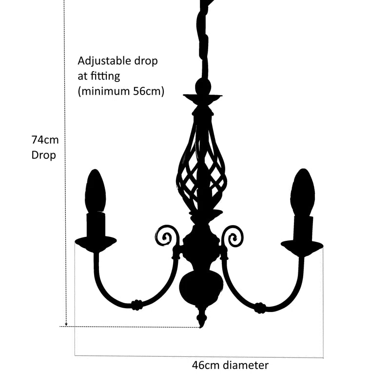 Zoey 3-light antique brass chandelier with traditional twist candle-style design and candelabra-inspired arms.