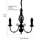 Zoey 3-light antique brass chandelier with traditional twist candle-style design and candelabra-inspired arms.