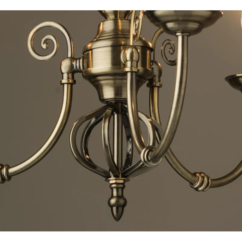Zoey 3-light antique brass chandelier with traditional twist candle style and candelabra design, featuring elegant ornate details.