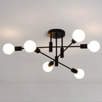 Black Coblitz 6-light Sputnik semi-flush mount chandelier by TheChandelierCo, featuring a modern, spherical design with six adjustable lights.