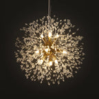 Gold Dandelion 9-light Sputnik crystal chandelier with starburst design, modern ceiling lighting fixture by TheChandelierCo
