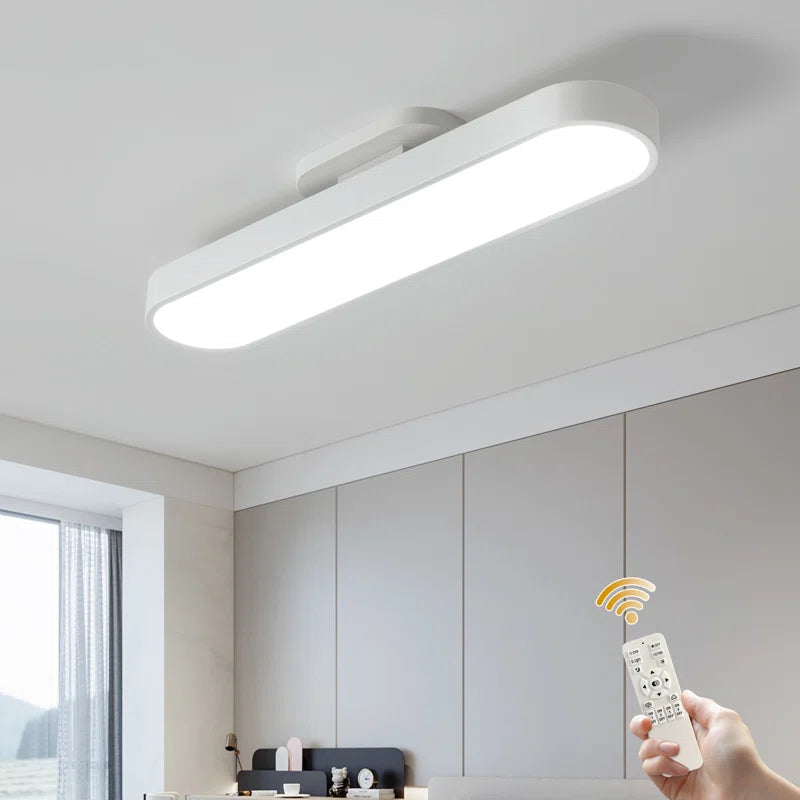 White acrylic LED semi-flush mount light fixture by TheChandelierCo, featuring a sleek modern design with a semi-flush mounting style.